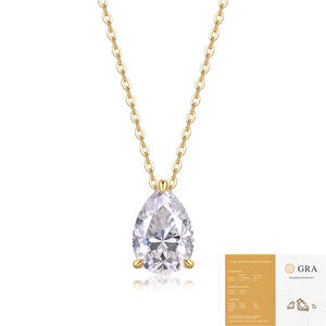 สร้อยคอจี้เพชรโมอิสซาไนต์ทรงลูกแพร์ 4 กะรัต คุณภาพ VVS1 ชุบทอง 18K ไม่ลอก ไม่ดำ ทำจากเงินแท้ S925 หลายขนาด ขายส่ง - Product Image 6