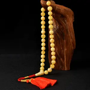 YS33NAM001 chapelet d'ambre jaune naturel tigre russe ambre Tasbih Tesbih perles d'ambre baltique perles de prière islamique en ambre véritable