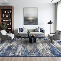 Tapis d'intérieur modernes abstraits lavables 8x10 antidérapants doux pour salon grande taille chambre à coucher décoration intérieure bleu marine/gris