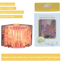 Aimant de réfrigérateur en papier pliable en forme d'éventail JIATAO, lumière LED lumineuse, motif personnalisé, lampe de lecture, petite veilleuse, ornements créatifs