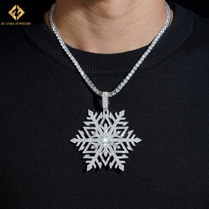 925 <b>Silver</b> Iced Out Jewelry Snowflake Pendant 925 <b>Silver</b> VVS Moissanite Baguette Cut Rhodium Plated Unisex Luxury <b>Charm</b> - Product Image 5