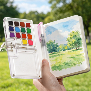 Giorgione – Mini-set de 16 aquarelles, <span class=keywords><strong>palette</strong></span> de pigments solides avec pinceau à eau <span class=keywords><strong>pour</strong></span> la peinture et le dessin - Product Image 4
