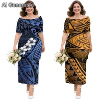 Vêtements insulaires Vêtements du Pacifique Samoan Puletasi Ensemble de robes polynésiennes élégantes et décontractées