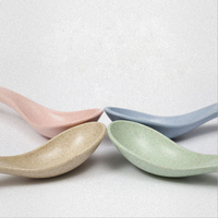 Cuillères à soupe colorées en paille de blé, 4 couleurs, prix d'usine, cuillères à porridge familiales, vaisselle portable créative en plastique