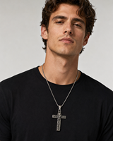 Collier pendentif croix pour homme, vente en gros, style vintage, en acier inoxydable, bijoux religieux tendance, fournisseur d'accessoires haut de gamme MCMP1