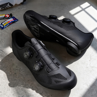 Chaussures de cyclisme en maille ultra-respirante avec logo personnalisé, lacets, système de fermeture rapide à double molette, semelle rigide, toutes saisons, moto, biker, route