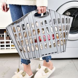 Panier à linge pliable avec poignée, en plastique durable, rectangulaire, respirant, léger, organisateur pour la maison et la salle de bain - Product Image 3