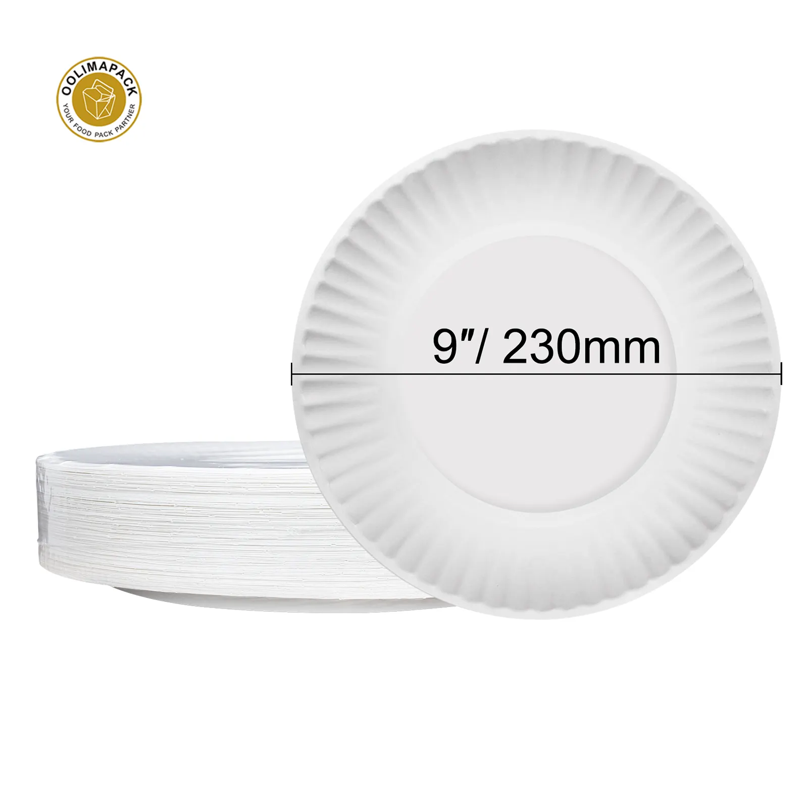 Одноразовая круглая белая бумажная тарелка