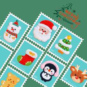 Patch brodé autocollant pour emballage cadeau, motif Père Noël, Bonhomme de neige, Élan, pour la décoration de vêtements et de chapeaux - Product Image 1