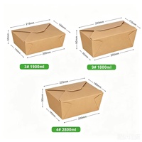 Boîte pliante en papier kraft jetable écologique pour salade, pâtes, déjeuner à emporter