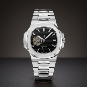 Montre de plongée analogique Hercules S-Logo argentée et blanche avec mouvement Seiko NH38, acier inoxydable, verre saphir, noir, 50 bars d'étanchéité - Product Image 3