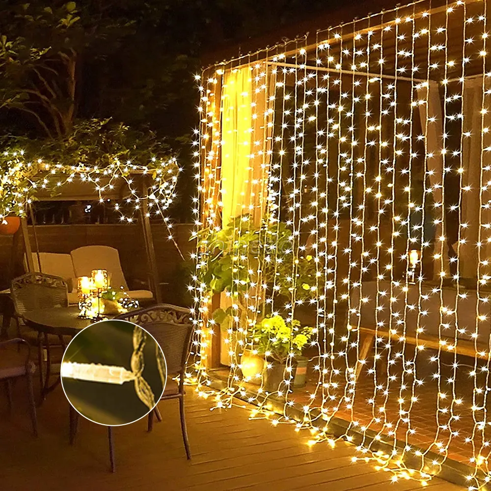 300 LED Urlaub Girlande Lichterkette für Indoor Urlaub Vorhang Feiern Sie die Dekoration Solar Vorhang Licht