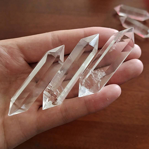 Genuine Herkimer Diamond Quartz Bead Strand – 16 Inch – Tiny Double Terminated – Clear – USA