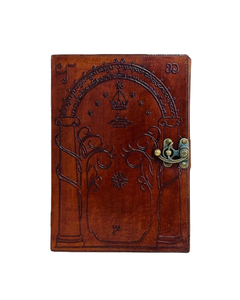 Carnet en cuir véritable fait main à couverture rigide gaufrée, inspiré de Harry Potter et du Hobbit - Product Image 1