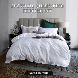 Juego de Sábanas de Microfibra Lavables a Máquina, Tamaño Queen/King, Blancas, Sólidas, Plegables, 3 Piezas, Fundas de Almohada, Funda Nórdica, 300 Hilos - Product Image 2