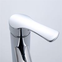 Robinet de salle de bain contemporain à poignée unique en acier inoxydable poli Blue Sea QPL-001, cartouche céramique, montage sur plan à 2 trous