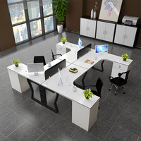Poste de travail modulaire en L pour employés, avec chaise de bureau, en PVC et métal, convertible et modulable