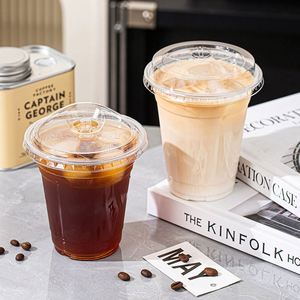 Vasos Desechables de PET con Logotipo Personalizado, Impresos con Serigrafía, de 12oz-24oz, para Bebidas Frías, Café Helado, Té con Leche, Jugo, con Tapas Transparentes de Fondo Plano - Product Image 2
