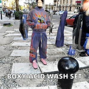 ชุดวอร์มทรงบ็อกซี่สำหรับฤดูหนาว 500GSM สำหรับผู้ชาย ชุดฮู้ดซิปเต็มตัว ปักโลโก้ตามสั่ง ล้างสีแบบ Distressed Acid Wash ผลิตจากเส้นใยไม้ไผ่ 100% สไตล์สตรีทแวร์ - Product Image 2