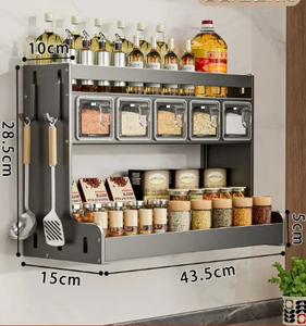 PLUS DE DESIGN Panier multifonctionnel en bois à double couche Panier fonctionnel Rangement de cuisine de luxe - Product Image 5
