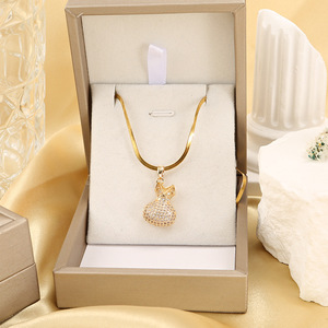 Collier Pendentif Lapin Mignon <span class=keywords><strong>Diamant</strong></span>é en Acier Titane Chaîne Serpent Anti-Décoloration Minimaliste pour Femme – Idéal Cadeau d'Anniversaire – Vente Flash - Product Image 1