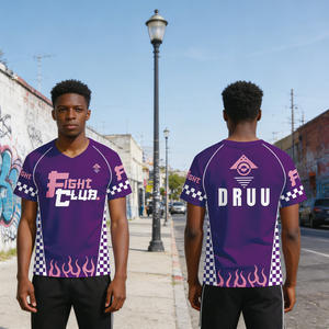 Camiseta Deportiva Personalizada de Poliéster con Mangas Raglán para Hombre, Diseño de Cuello en V, Impresión por Sublimación, Camiseta de Fútbol - Product Image 1