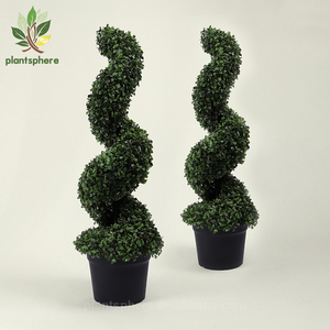 Plante verte décorative pour l'intérieur et l'extérieur 98cm 36.8in Porch Garden Spiral Topiary Trees Artificial Buis - Product Image 1