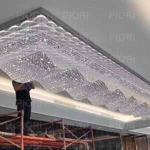 Hiện đại hình dạng sóng dẫn K9 pha lê Đèn chùm thay đổi độ sáng sang trọng pha lê Trần Đèn biệt thự phòng khách lớn tiệc hội trường chiếu sáng - Product Image 5