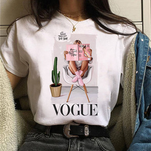 <span class=keywords><strong>Camisetas</strong></span> personalizadas para mujer, ropa de Boutique de manga corta con cuello redondo, estampado de letras blancas de poliéster, 3XL, 2021 - Product Image 4