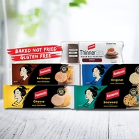 Fantásticas Galletas de Arroz con Crema Agria y Chile Dulce, Bocadillo Asiático Horneado, Ligero, Semiblando, Saboroso, Sin Gluten, Apto para Veganos, en Caja