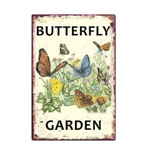 ป้ายเหล็กตกแต่งสวนลายผีเสื้อโบราณ ทาสีสไตล์ชนบท ลายดอกไม้ สำหรับตกแต่งผนังระเบียงหรือลานบ้าน เหมาะสำหรับงานรับปริญญาและปีใหม่ - Product Image 1