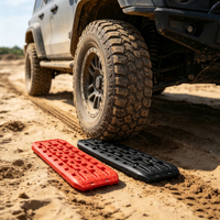 Planche de récupération antidérapante pour pneus de véhicule tout-terrain (Noir/Rouge) - Outil indispensable pour sortir de la boue, de la neige, du sable et pour le sauvetage en extérieur en conduite autonome