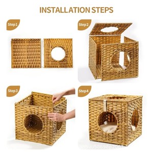Extra Großes Faltbares Umweltfreundliches Winter-Hunde- und Katzenhaus Indoor-Haustierbett Doppelseitiges Rattan-Versteck Handgewebt - Product Image 4