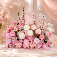 Composition florale artificielle personnalisée YM, rangée de fleurs multicolores, boule de fleurs rouges pour chemin de fleurs de mariage et centre de table