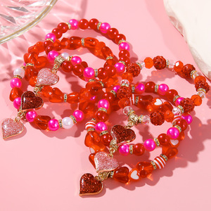 Mới Ngày Valentine Vòng Đeo Tay Bohemian Phong Cách Hạt Màu Đỏ Ngăn Xếp 6Pcs Với Trái Tim Charms Vòng Đeo Tay Thiết Lập Ngày Valentine Quà Tặng Đồ Trang Sức - Product Image 6