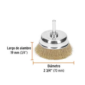 Herramienta de cardado de 6 copas para taladro, alambre fino de 2-3/4', TRUPER - Product Image 2