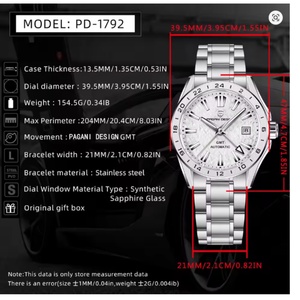 PAGANI Design 2025 Men's Luxury Automatic <b>Mechanical</b> GMT <b>Watch</b> with Sapphire Glass Stainless Steel Band New Desert Texture - Product Image 2