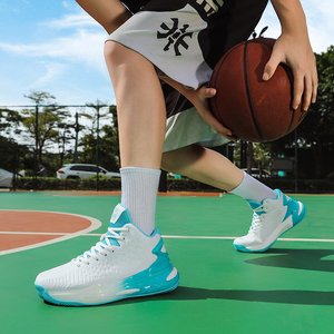 Chaussures de basketball synthétiques pour hommes, tige haute, doublure en mesh respirant, semelle extérieure en caoutchouc antidérapante - Product Image 5