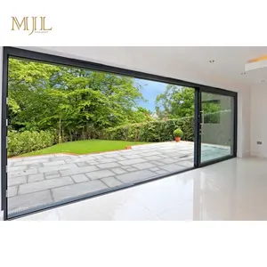 MJL pintu geser ditarik perumahan komersial aluminium hemat energi sistem pintu kaca geser