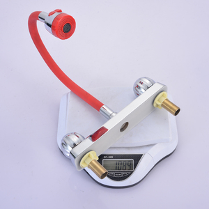 Robinet <span class=keywords><strong>mitigeur</strong></span> <span class=keywords><strong>eau</strong></span> chaude et froide 8 pouces en plastique à double poignée, à double trou, à montage sur comptoir, avec cartouche céramique, rouge, économiseur sanitaire - Product Image 6