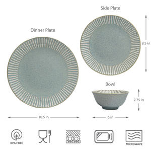 Service de vaisselle en porcelaine bleue réactive avec logo personnalisé vaisselle en céramique sans BPA sans danger pour les aliments - Product Image 2
