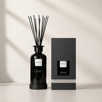 Aikun - Difusor de Aromas con Etiqueta Redonda de Vidrio Negro de 1000 ml, Juego de Caja para Regalo, Empresa, Hotel, Muestra de 3 Días, Envío en 7 Días, Aroma Duradero