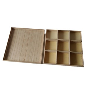Boîte en bois à neuf compartiments, 6 cm de haut, rectangulaire, pour cadeaux, artisanat en contreplaqué fait main, pour emballage de sushis, fruits, huiles essentielles - Product Image 5