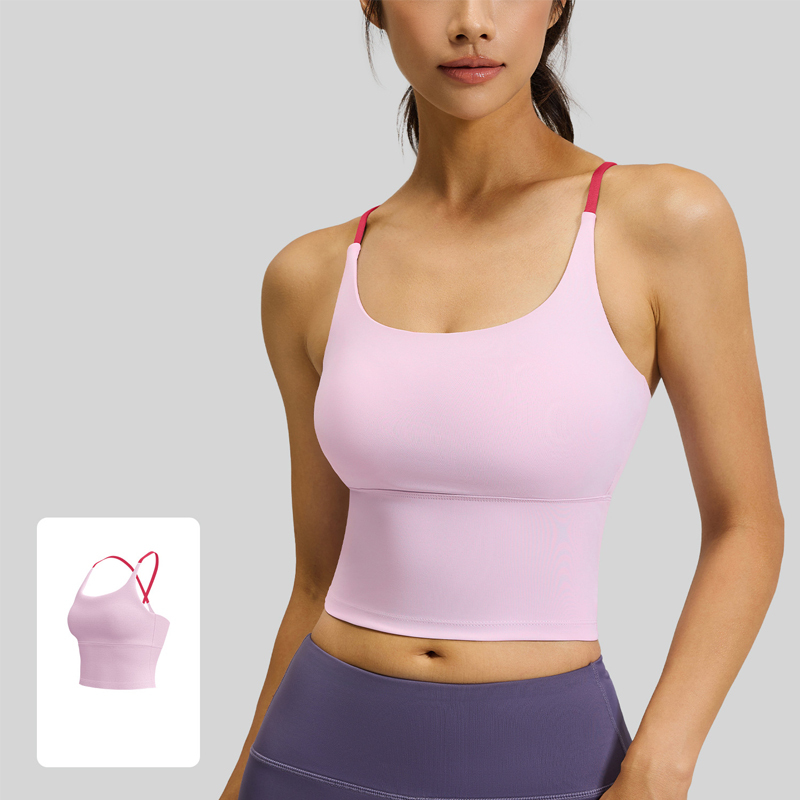 Solid Color Cross Hollow Back Gym Yoga Underwear Top Shockproof With Chest Pad Women Seamless Sports Fitness Yoga Vest