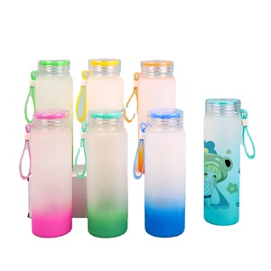 Botella <span class=keywords><strong>de</strong></span> <span class=keywords><strong>agua</strong></span> <span class=keywords><strong>de</strong></span> vidrio mate, botella <span class=keywords><strong>de</strong></span> <span class=keywords><strong>agua</strong></span> <span class=keywords><strong>de</strong></span> 500 ml, sublimación en blanco, esmerilado, Color degradado, soda, cerveza - Product Image 1