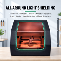 Nouvelle housse de protection ignifuge noire pour graveur laser avec fenêtre de visualisation, porte à fermeture éclair et ventilateur d'extraction, garantie 6 mois pour atelier domestique