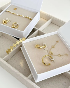 OEM prix de gros velours boîte à bijoux ensemble emballage blanc pour colliers bagues - Product Image 3