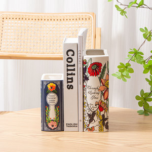 <span class=keywords><strong>Vase</strong></span> décoratif en céramique en forme de livre, vases à fleurs modernes en porcelaine, vases à fleurs personnalisés avec logo, décoration intérieure - Product Image 3