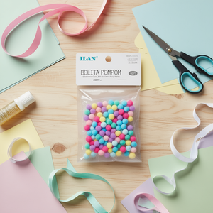 Ilan Bolita Pompom 1.5Cm Colore Macaron 60 Pezzi Decorazioni Artigianali - Product Image 2