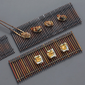 Plateau rectangulaire japonais en bambou laqué pour sushis, nouilles froides, fruits de mer, plateau de cérémonie du thé, sashimi et - Product Image 1